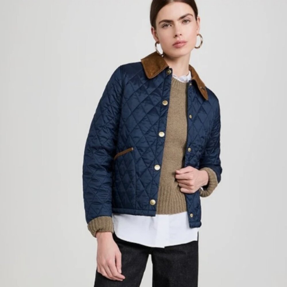 Barbour 30th Anniversary Cropped Liddesdale Jacket in Navy MSRP$330 British Chic